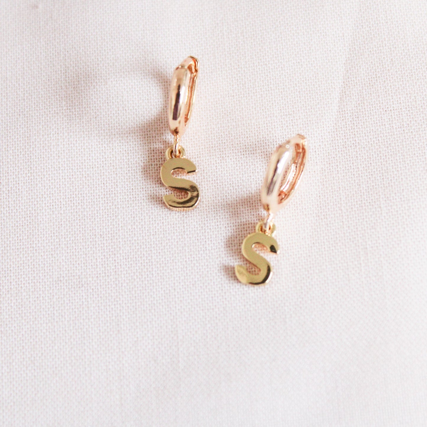 Initial Charm Earrings - Gold
