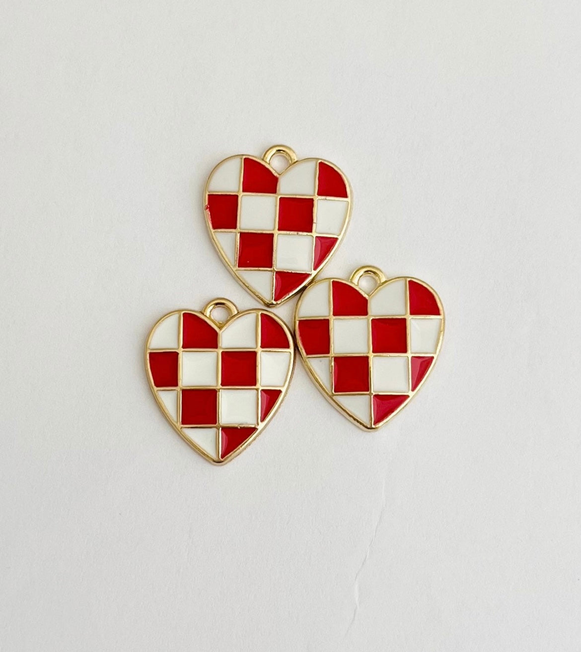 Red Checkered Heart Charm